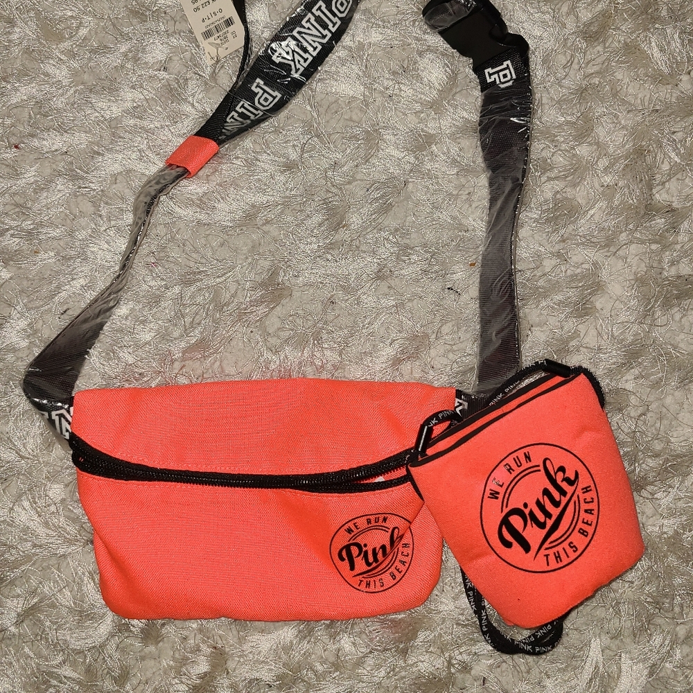 orange fanny pack and drink cozy